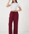 Geniş Paça Keten Pantolon 6735 - Bordo