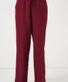 Geniş Paça Keten Pantolon 6735 - Bordo