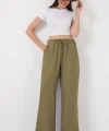 Geniş Paça Keten Pantolon 6735 - Çağla