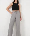 Geniş Paça Keten Pantolon 6735 - Gri