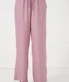 Geniş Paça Keten Pantolon 6735 - Gül Kurusu