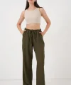 Geniş Paça Keten Pantolon 6735 - Haki