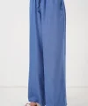 Geniş Paça Keten Pantolon 6735 - İndigo