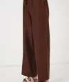 Geniş Paça Keten Pantolon 6735 - Kahverengi