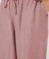 Geniş Paça Keten Pantolon 6735 - Pudra