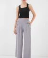 Geniş Paça Pileli Pantolon 6718 - Gri