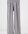 Geniş Paça Pileli Pantolon 6718 - Gri