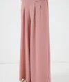 Geniş Paça Pileli Pantolon 6718 - Gül Kurusu