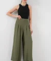 Geniş Paça Pileli Pantolon 6718 - Haki