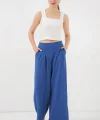 Geniş Paça Pileli Pantolon 6718 - İndigo