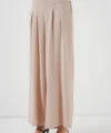 Geniş Paça Pileli Pantolon 6718 - Krem