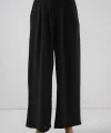 Geniş Paça Pileli Pantolon 6718 - Siyah