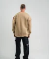 Geniş V yaka Kol Ribana Detaylı SweatShirt - Bej