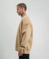 Geniş V yaka Kol Ribana Detaylı SweatShirt - Bej