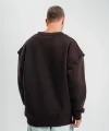 Geniş V yaka Kol Ribana Detaylı SweatShirt - Kahve