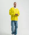 Geniş V yaka Kol Ribana Detaylı SweatShirt - Sarı