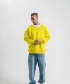 Geniş V yaka Kol Ribana Detaylı SweatShirt - Sarı