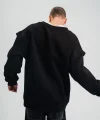 Geniş V yaka Kol Ribana Detaylı SweatShirt - Siyah