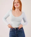 Geniş Yaka Bebe avisi Basic Body Bluz