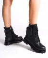 GINA Bağcıklı Fermuarlı Ortopedik Taban Çantalı Kadın Bot CST - Siyah