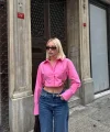 GÖEK POPİN CROP YAN ÇİFT KEER DETAYI  Pembe