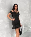 Göğüs Bağlamalı Mini Elbise - Siyah