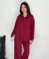 Gömlek Pantolon Ikili Takım - Bordo
