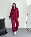 Gömlek Pantolon Ikili Takım - Bordo