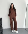 Gömlek Pantolon Ikili Takım - Kahverengi