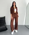 Gömlek Pantolon Ikili Takım - Kahverengi