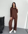 Gömlek Pantolon ikili Takım - Kahverengi