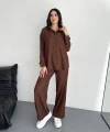 Gömlek Pantolon Ikili Takım - Kahverengi
