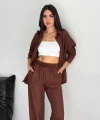 Gömlek Pantolon ikili Takım - Kahverengi
