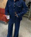 Gömlek Ve Palazzo Pantolon Klasik Denim Takım 10070