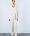 Gömlek Yaka Düğmeli Takım  Ekru