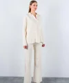 Gömlek Yaka Düğmeli Takım  Krem