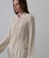 Gömlek Yaka Uzun Kol Triko - Ekru