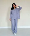 Gri Alice Gömlek Ve Bol Kesim Pantolon Takım