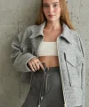 Gri Cebi Kapaklı Kaşe Ceket