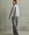 Gri Önden Fermuarlı Pantolon