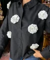 Gül Aksesuarlı Poplin Gömlek 3442