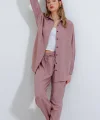 Gül Kurusu Oversize Keten Alt Üst Takım 6622