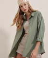 Haki Oversize Uzun Basic Gömlek 3900