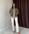 Haki Parçalı Bomber Ceket