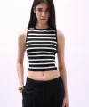 Halter Yaka Çizgili Crop