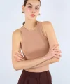 Halter Yaka Ribana Atlet - Süt Kahve