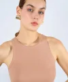 Halter Yaka Ribana Atlet - Süt Kahve