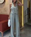 Halter Yaka Yelekli Modal Takım 10144