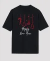 Happy New Year Baskılı T-shirt - Siyah