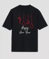 Happy New Year Baskılı T-shirt - Siyah